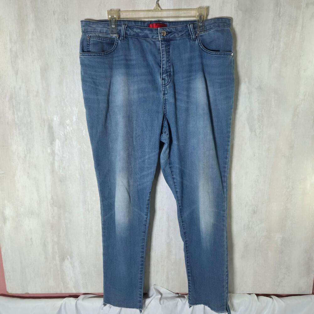 Jennifer Lopez Jeans Womens 18 Blue High Rise Skinny Raw Hem Stretch JLO Logo